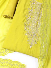 Neck Embroidered Chanderi Unstitched Suit With Dupatta